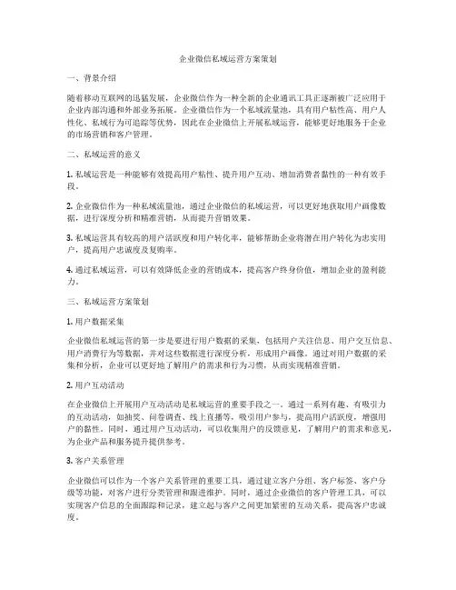 企业微信私域运营方案策划