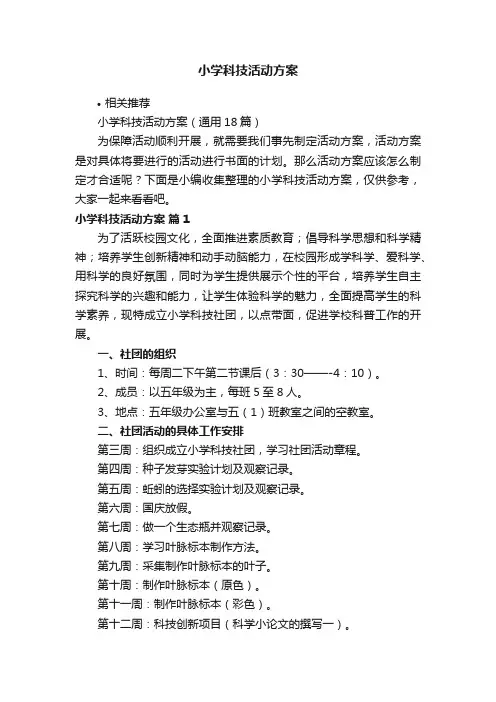 小学科技活动方案