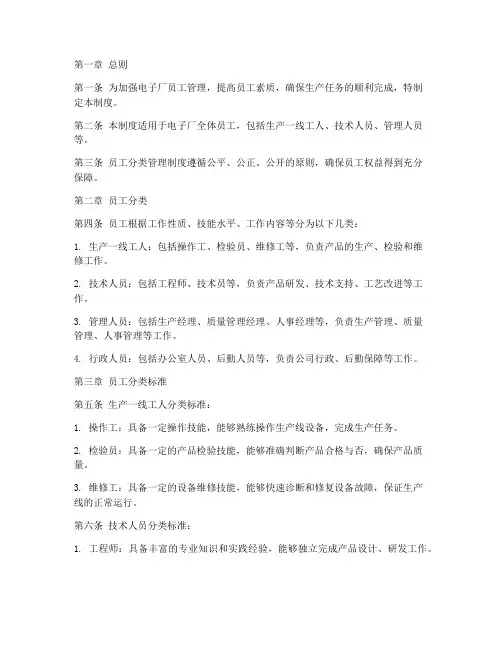 电子厂员工分类管理制度
