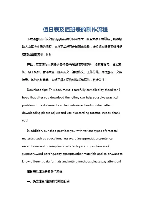 值日表及值班表的制作流程