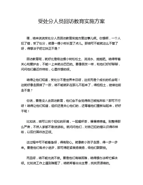 受处分人员回访教育实施方案