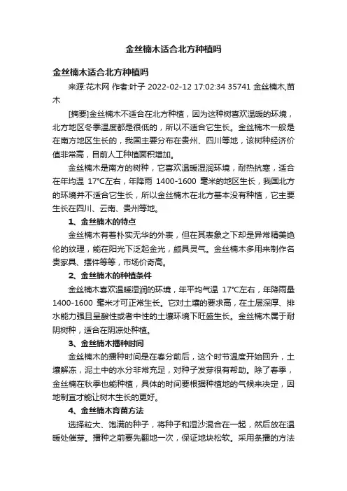 金丝楠木适合北方种植吗