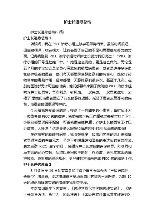 护士长进修总结（5篇）