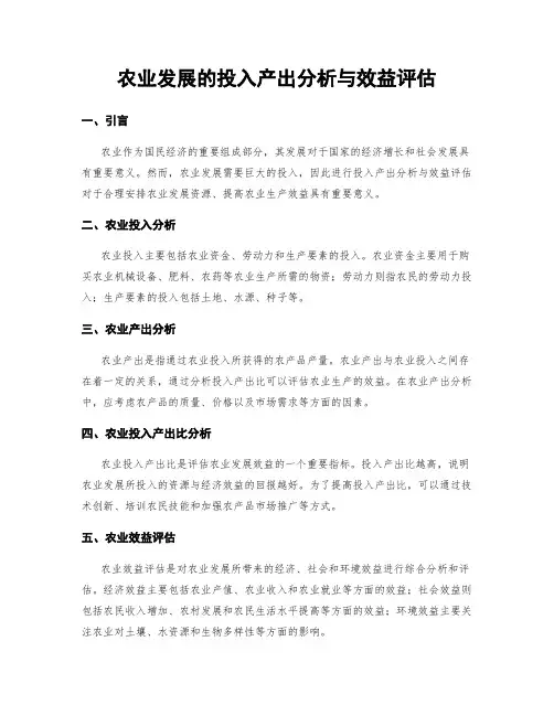 农业发展的投入产出分析与效益评估