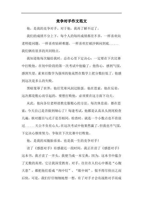 竞争对手作文范文