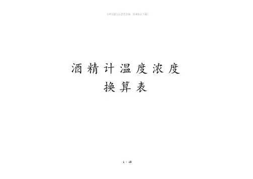 酒精浓度及温度的对照表共11页