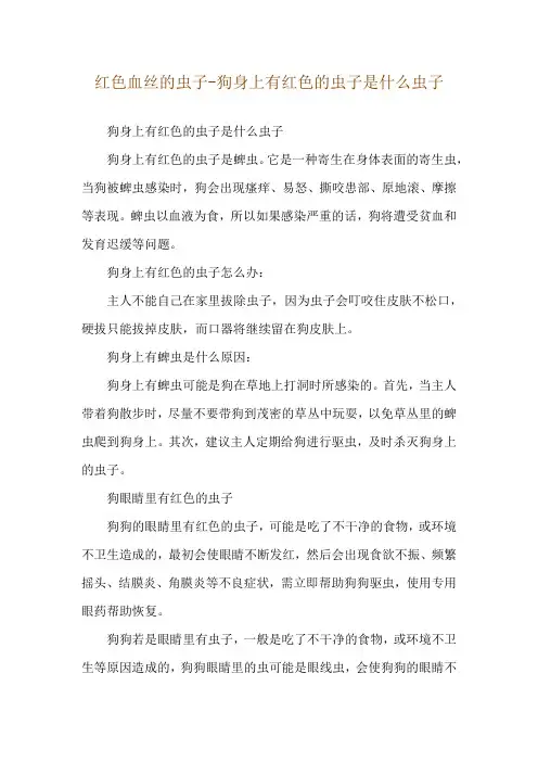 红色血丝的虫子-狗身上有红色的虫子是什么虫子