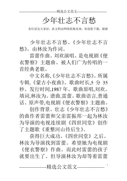 少年壮志不言愁
