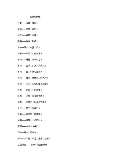 食物相克表