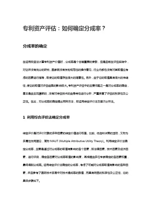 专利资产评估：如何确定分成率？