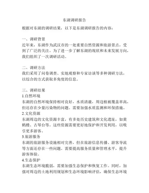 东湖调研报告