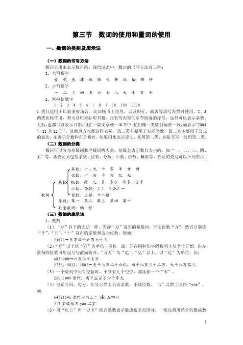 对外汉语教学语法第三节数词的使用和量词的使用