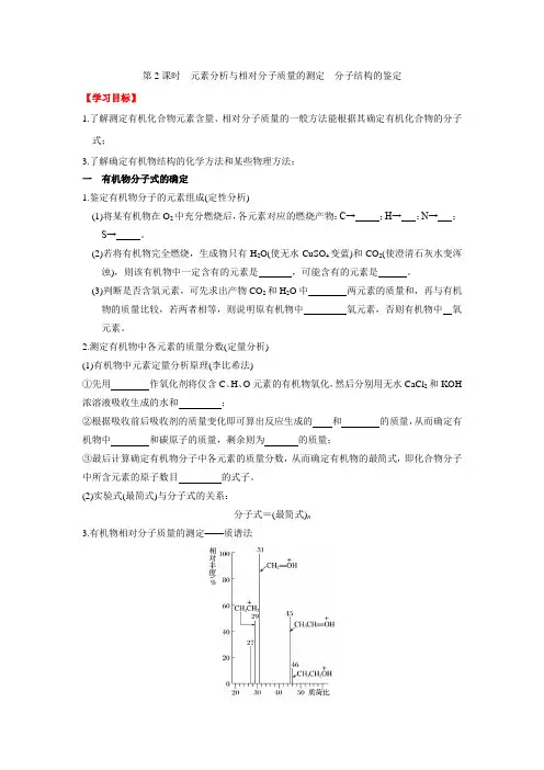第四节( 元素分析与相对分子质量的测定分子结构的鉴定)-2020-2021学年高二化学提升讲义
