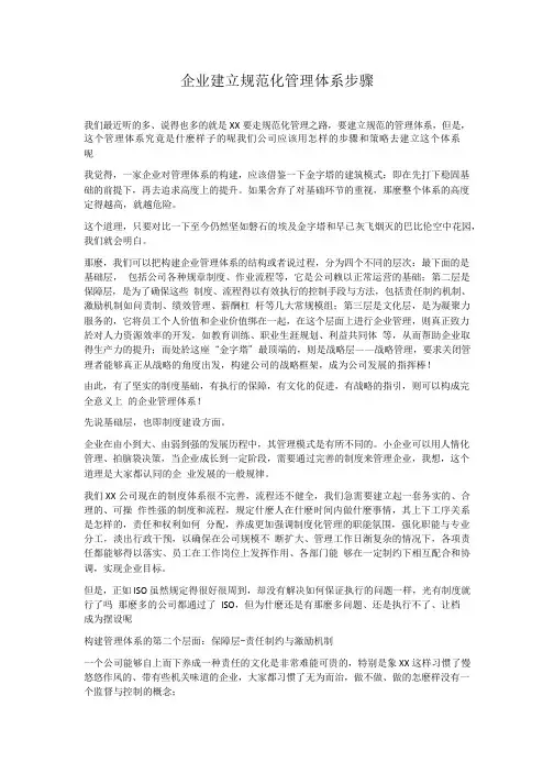 企业建立规范化管理体系步骤