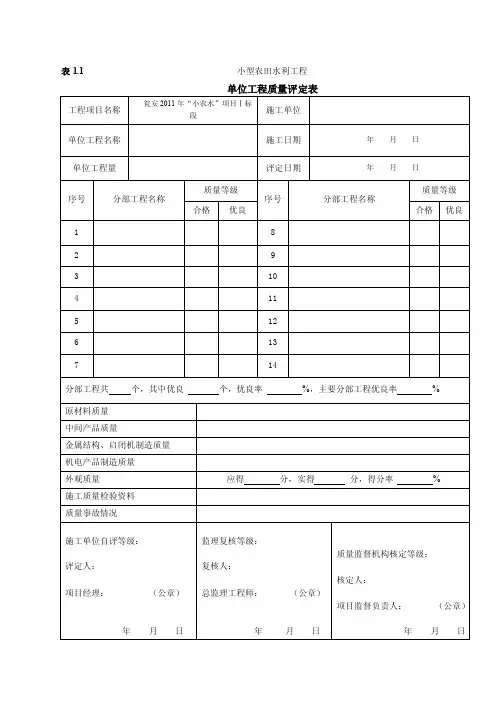 工程质量评定表（模板）