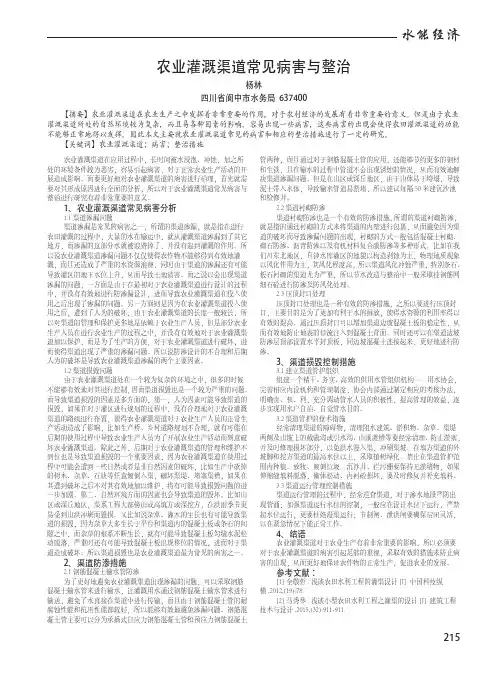 农业灌溉渠道常见病害与整治