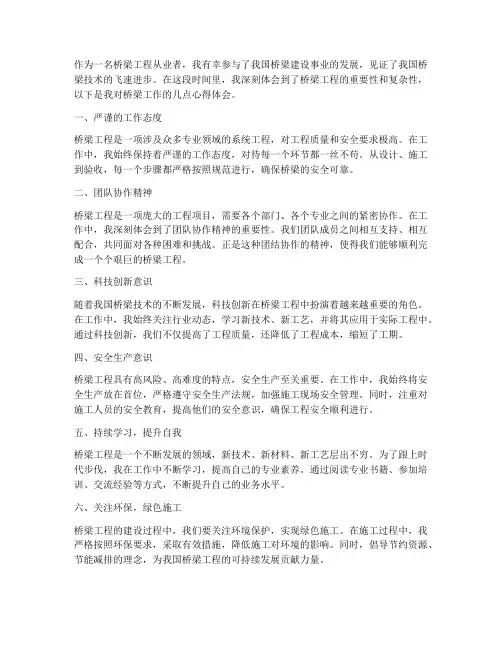 桥梁工作心得体会
