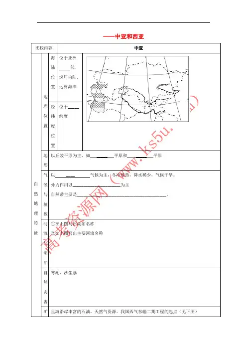 广东省中山市2017届高三地理一轮复习 中亚和西亚2练习 新人教版