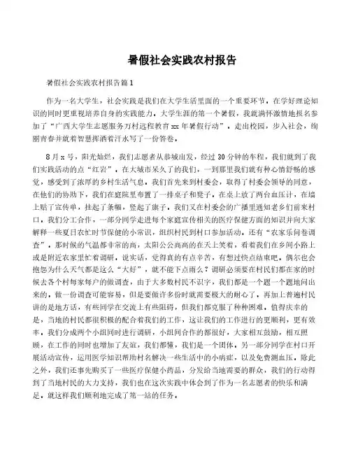 暑假社会实践农村报告
