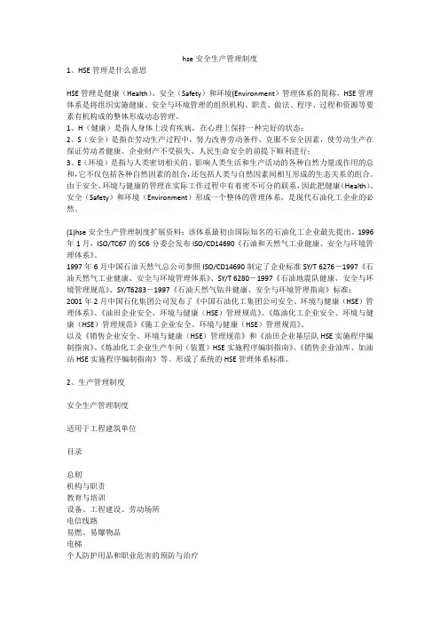 hse安全生产管理制度安全生产