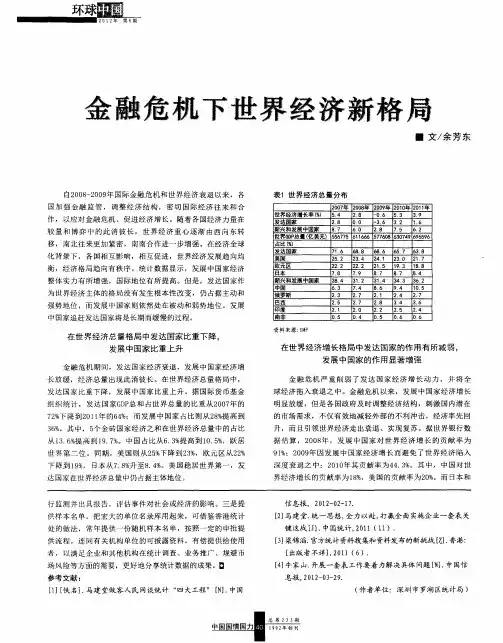 金融危机下世界经济新格局