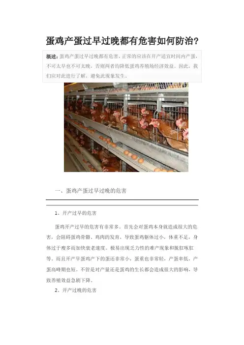 蛋鸡产蛋过早过晚都有危害如何防治