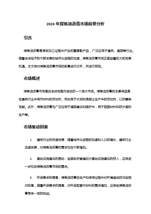 2024年煤焦油沥青市场前景分析
