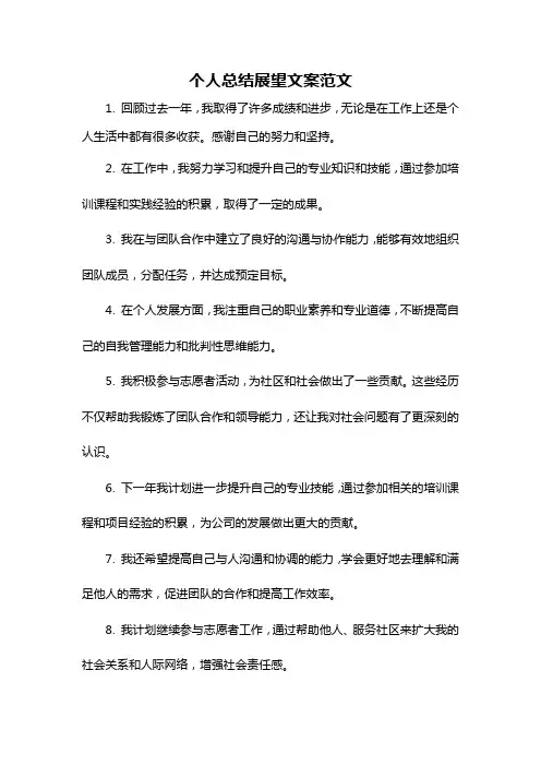 个人总结展望文案范文