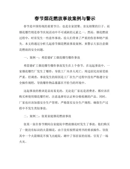 春节烟花燃放事故案例与警示