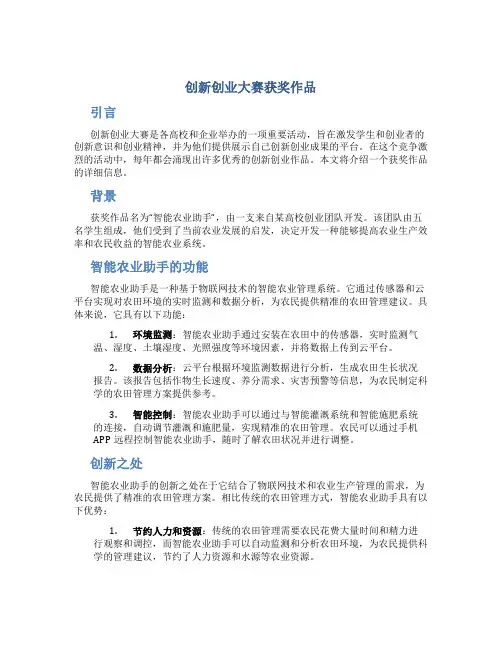 创新创业大赛获奖作品