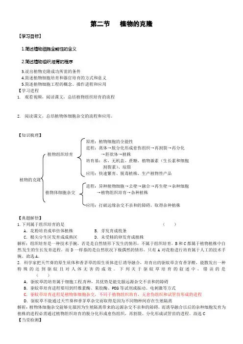 浙科版生物选修3第二节植物的克隆word学案
