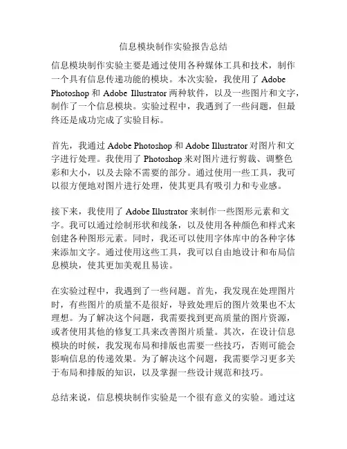 信息模块制作实验报告总结