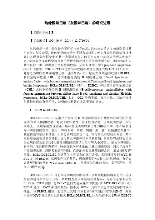 边缘区淋巴瘤(灰区淋巴瘤)的研究进展