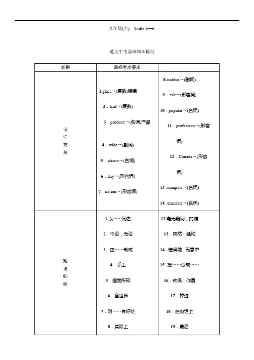 2016中考王英语中考命题研究(遵义)：教材知识研究篇九年级4
