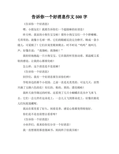 告诉你一个好消息作文500字