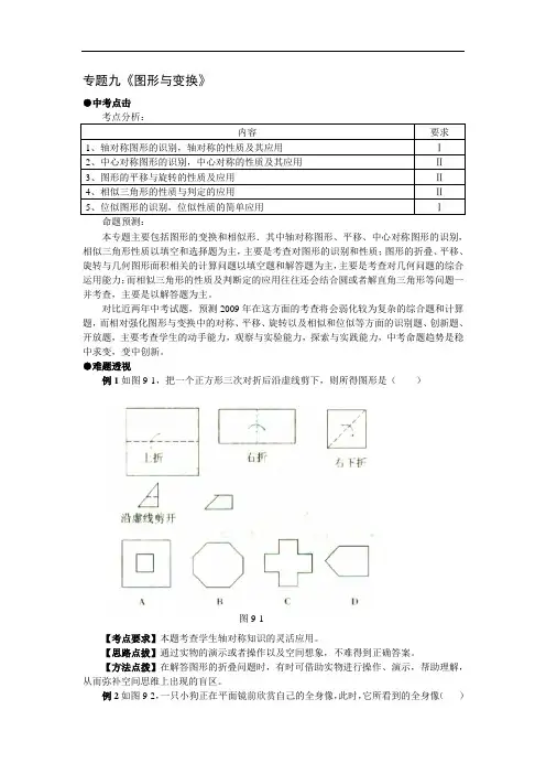 中考数学-2018年中考数学图形与变换复习专题 精品