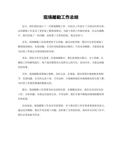 现场踏勘工作总结
