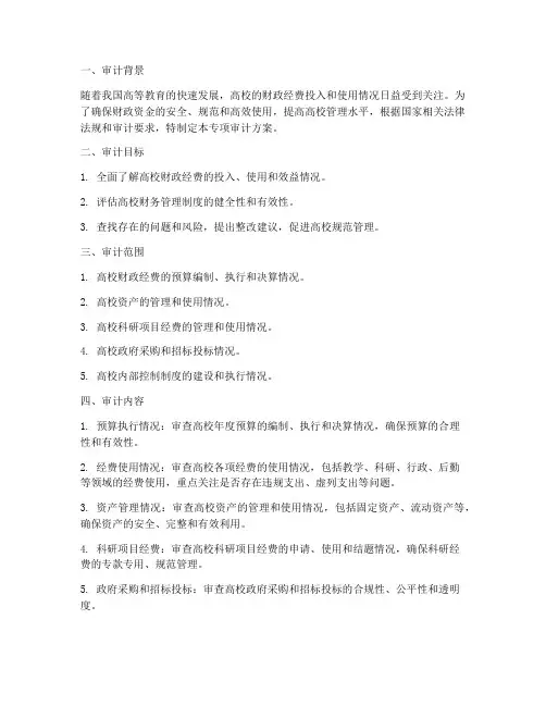 高校专项审计方案