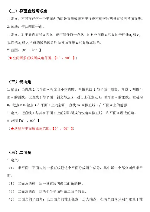 立体几何所有的定理大总结绝对全