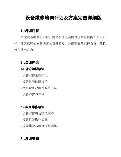 设备维修培训计划及方案完整详细版