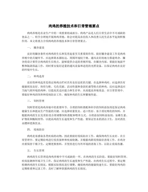 肉鸡的养殖技术和日常管理要点