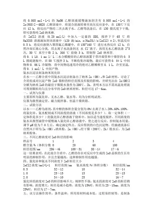 氧化锌制备方法