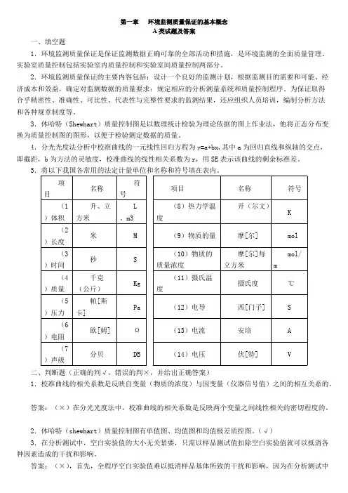 环境监测质量保证的基本概念