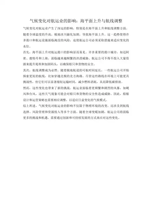 气候变化对航运业的影响：海平面上升与航线调整