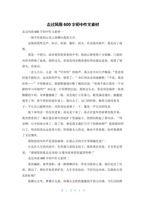 走过风雨600字初中作文素材
