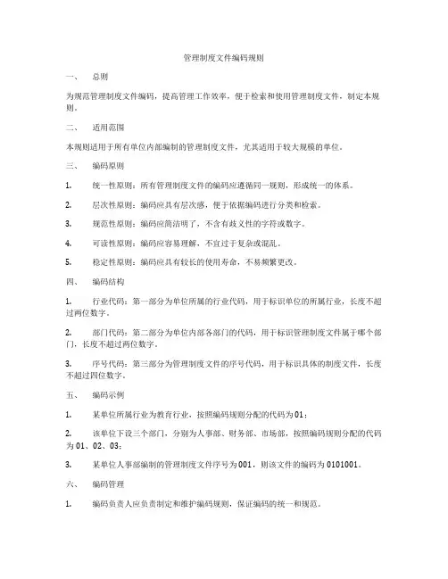 管理制度文件编码规则