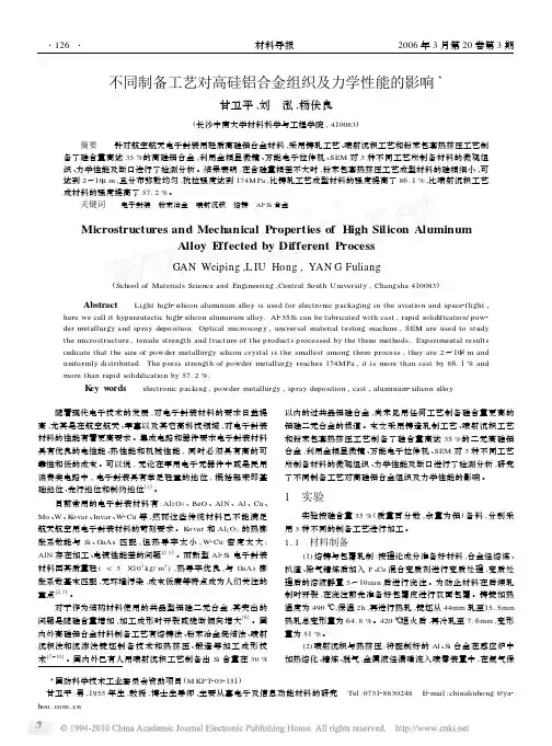 不同制备工艺对高硅铝合金组织及力学性能的影响(1)