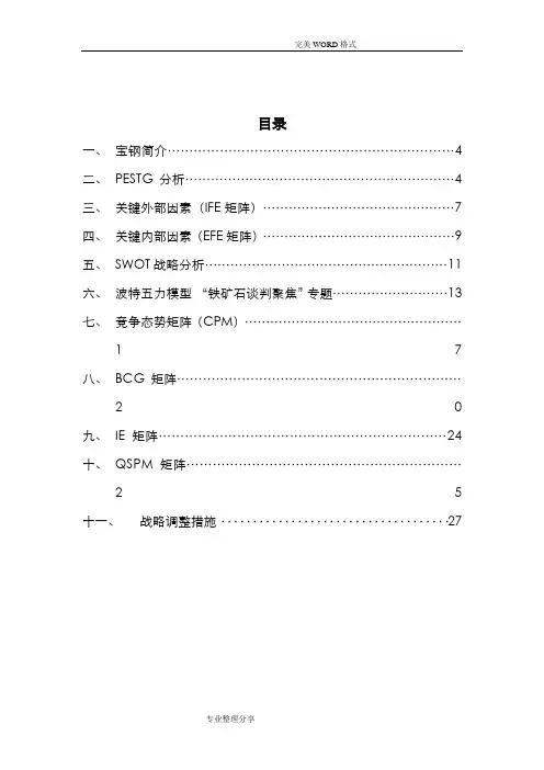 宝钢战略分析范文