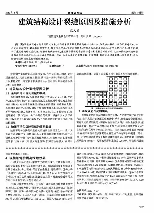 建筑结构设计裂缝原因及措施分析