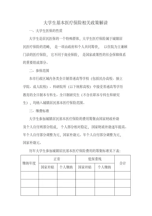 大学生基本医疗保险相关政策解读